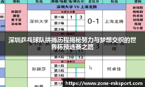 深圳乒乓球队拼搏历程揭秘努力与梦想交织的世界杯预选赛之路